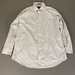 Claiborne Dress Shirt Men 17 34/35  Button Down Wrinkle Free Striped Long Sleeve